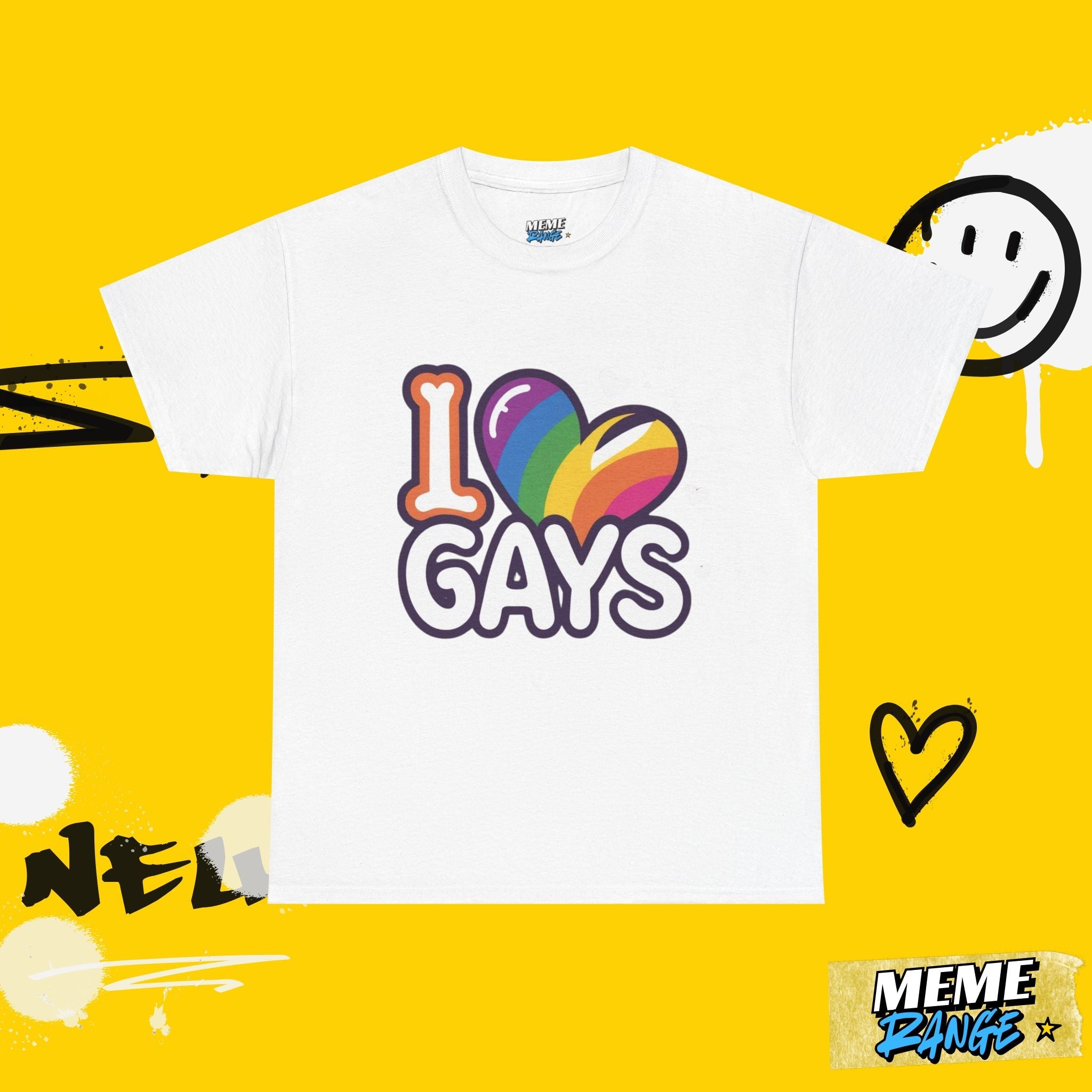 I Love Gays Pride T-Shirt – Unisex Heavy Cotton Tee, Soft LGBTQ+ Apparel for Men & Women - Meme Range