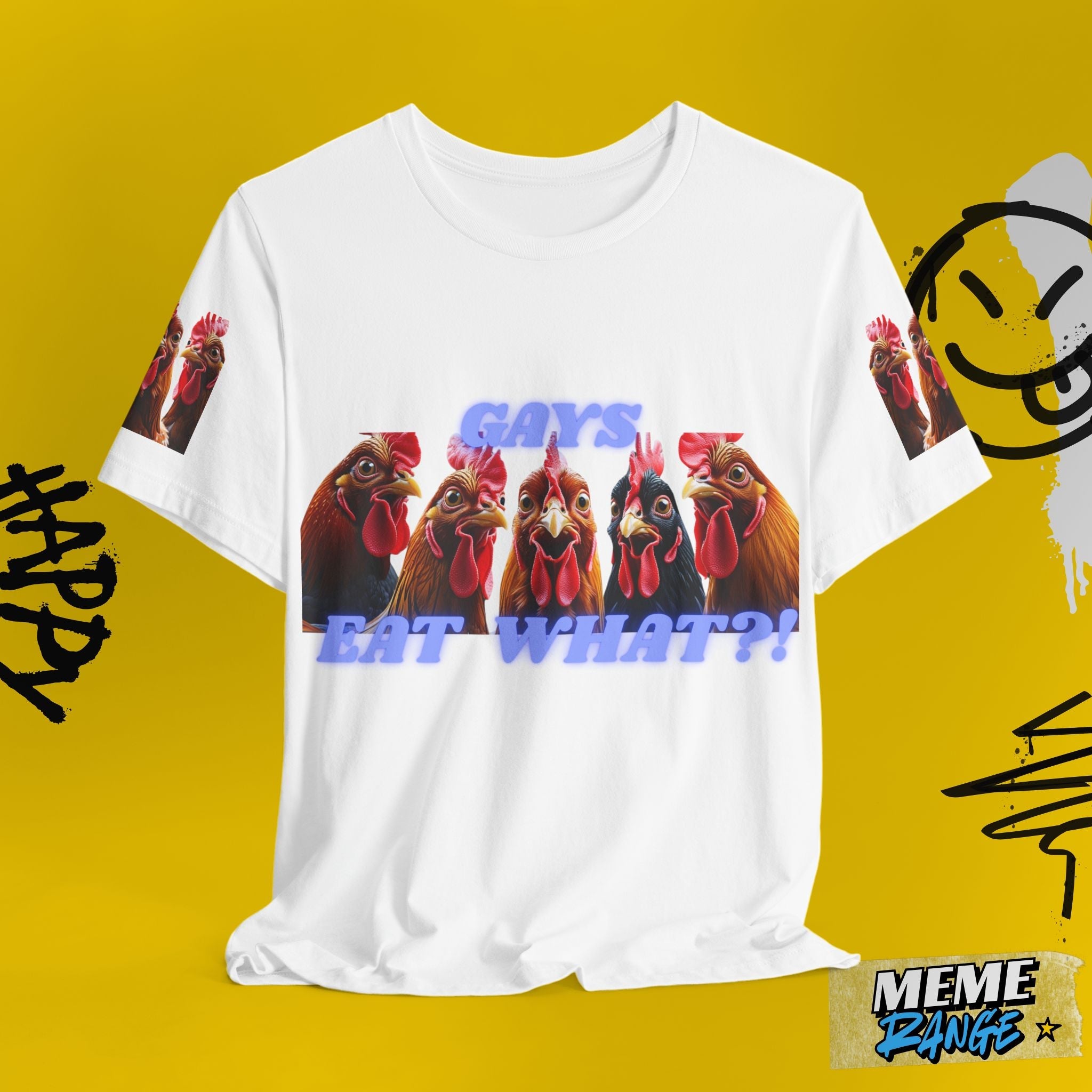 Gays Eat WHAT? Tee - A brand new tee that makes you feel bold and cocky 🐓 - Meme Range
