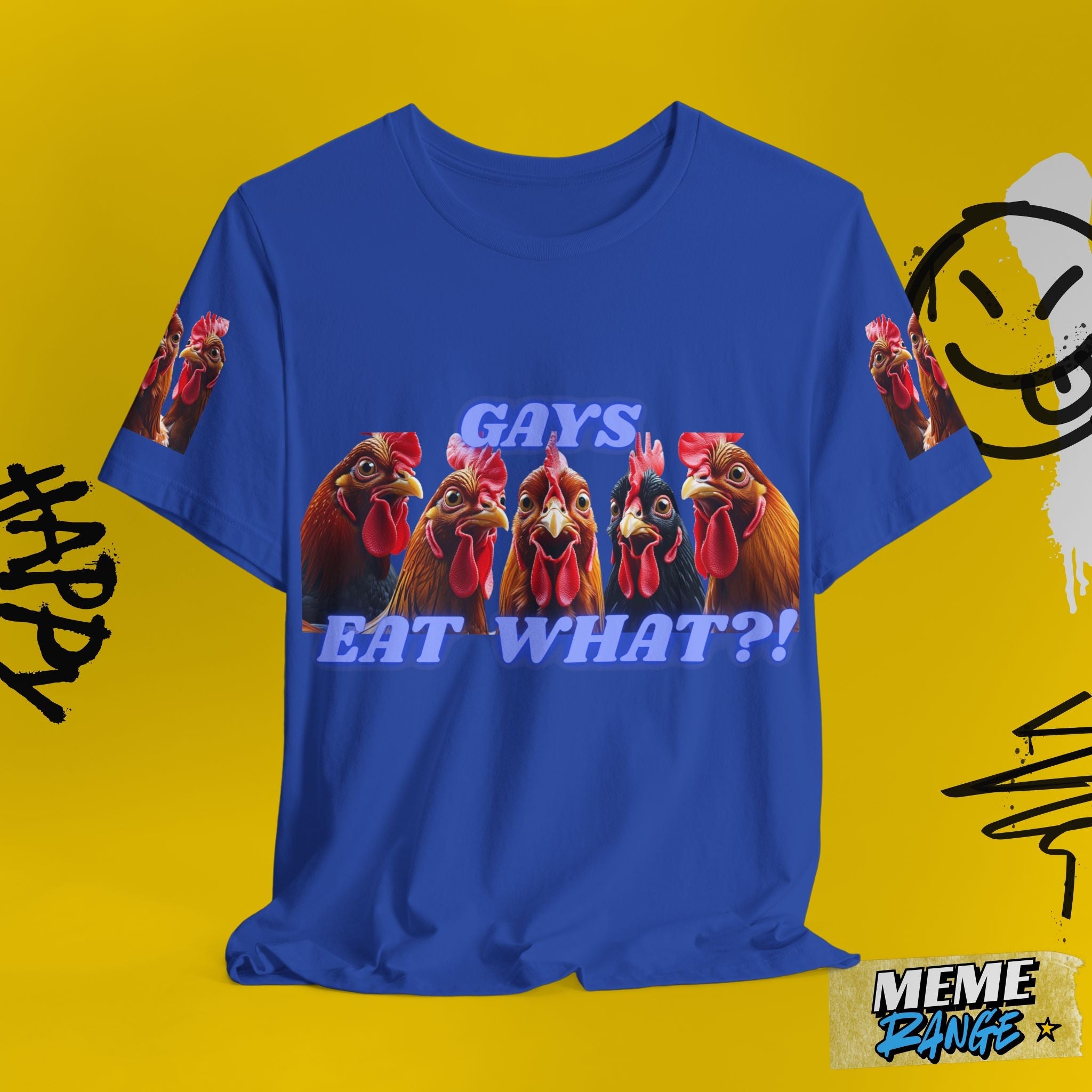 Gays Eat WHAT? Tee - A brand new tee that makes you feel bold and cocky 🐓 - Meme Range