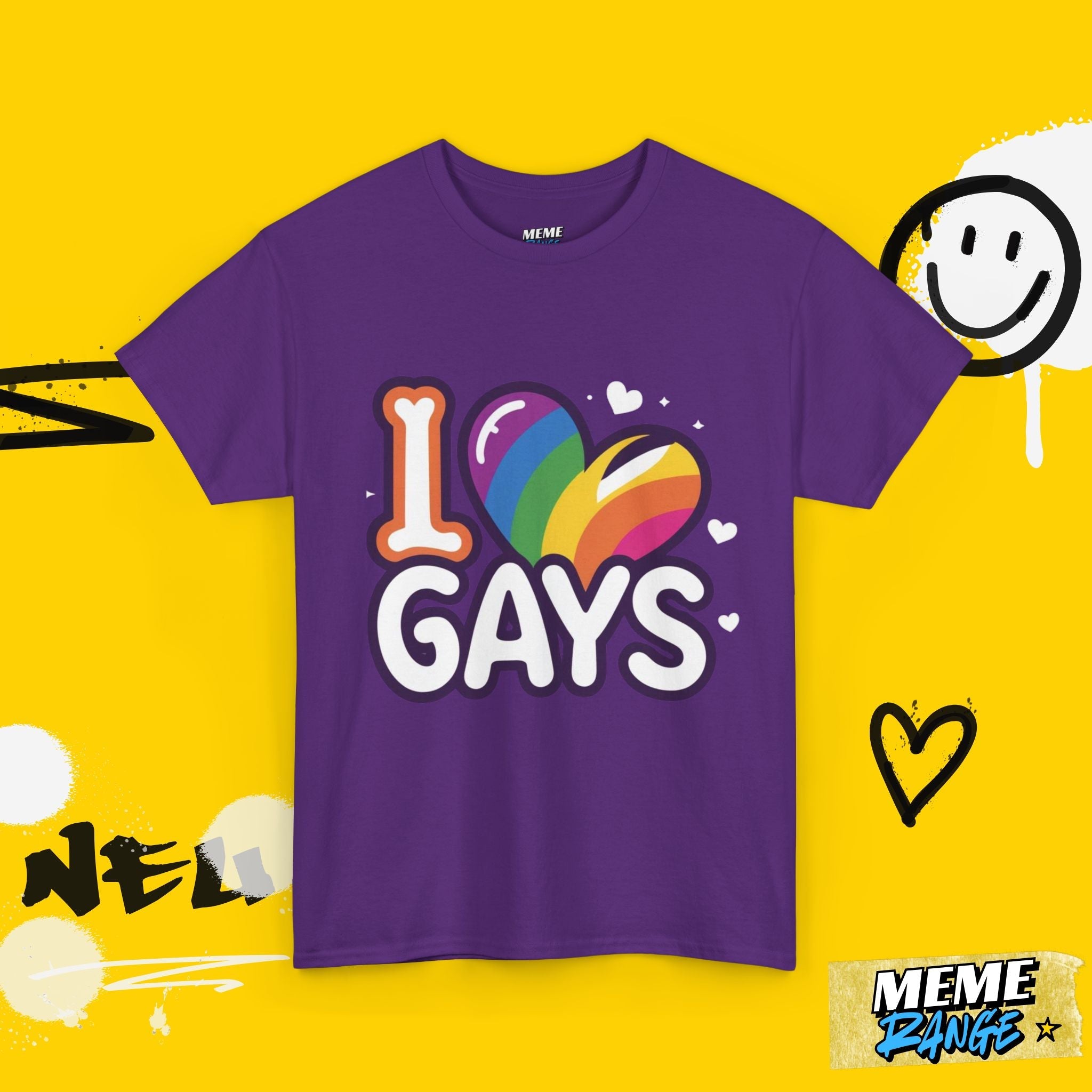 I Love Gays Pride T-Shirt – Unisex Heavy Cotton Tee, Soft LGBTQ+ Apparel for Men & Women - Meme Range