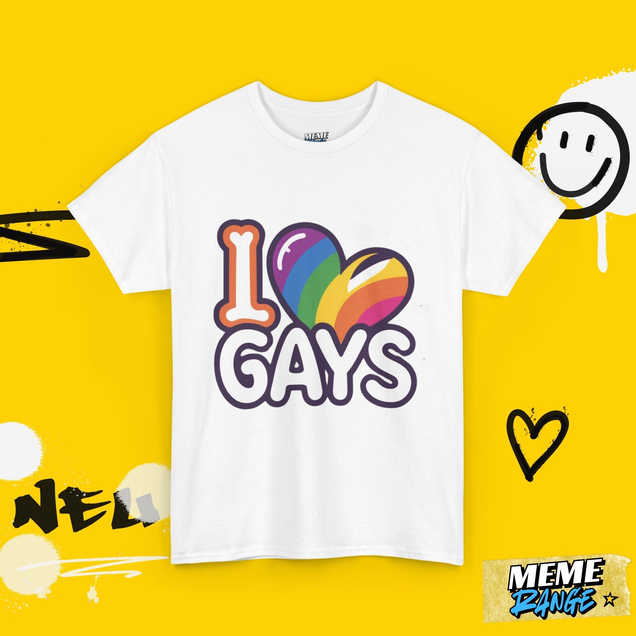 I Love Gays Pride T-Shirt – Unisex Heavy Cotton Tee, Soft LGBTQ+ Apparel for Men & Women - Meme Range